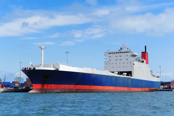 Cargo ship at sea